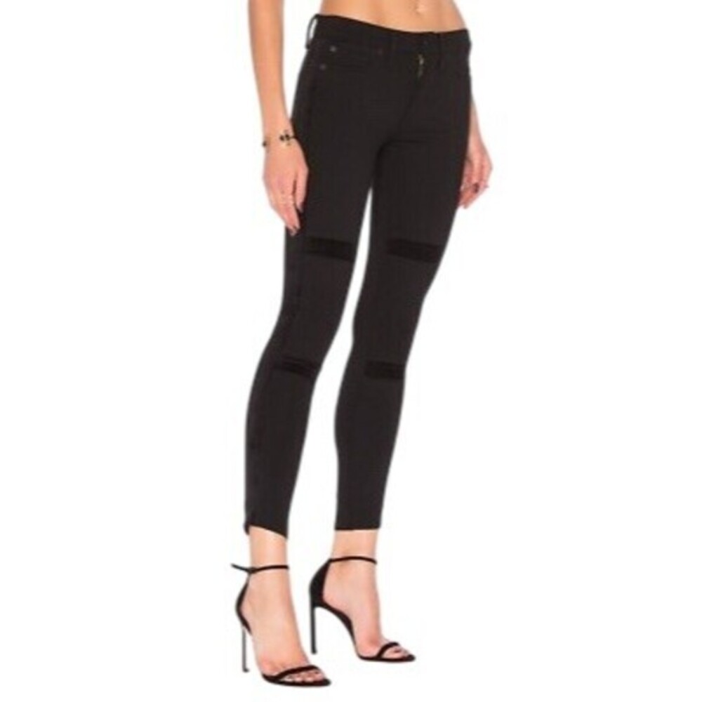 Hudson Jeans Womens Size 24 Black Skinny Slim Mid Rise Stretch Velvet